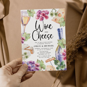 Invitation Fête de pendaison de crémaillère aquarelle vin et