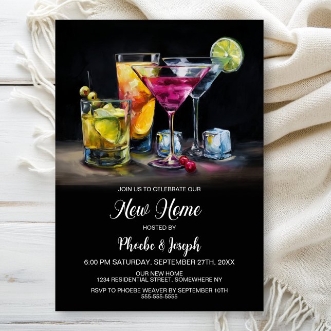 Invitation Fête de pendaison de crémaillère avec cocktail (Créateur téléchargé)