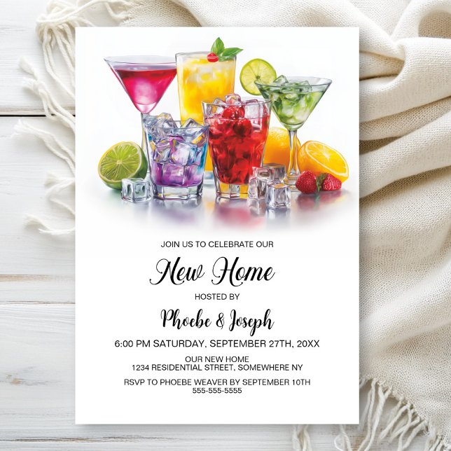 Invitation Fête de pendaison de crémaillère avec cocktail (Créateur téléchargé)