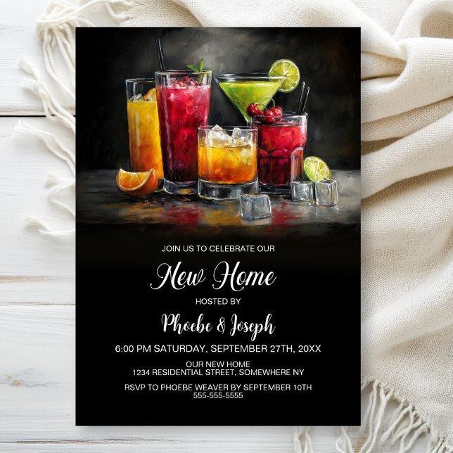 Invitation Fête de pendaison de crémaillère avec cocktail (Créateur téléchargé)
