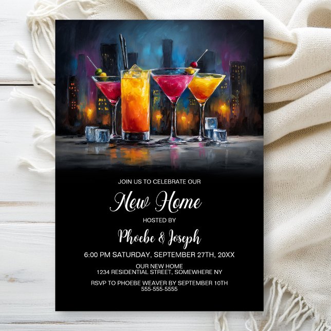 Invitation Fête de pendaison de crémaillère avec cocktail (Créateur téléchargé)