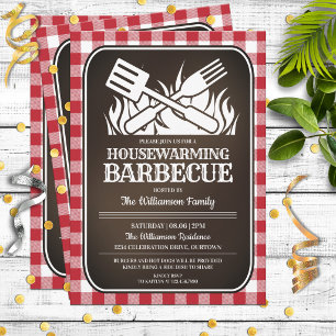 Invitation Fête de pendaison de crémaillère barbecue dans le