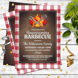 Invitation Fête de pendaison de crémaillère barbecue dans le