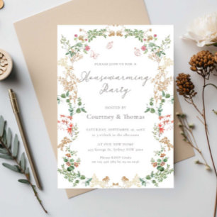 Invitation Fête de pendaison de crémaillère dans un jardin de