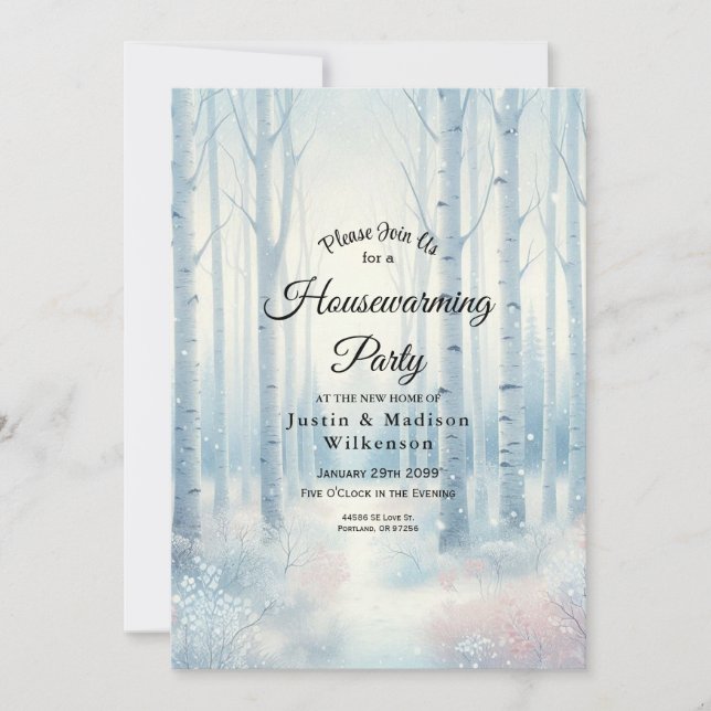 Invitation Fête de pendaison de crémaillère dans une forêt de (Devant)