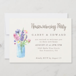 Invitation Fête de pendaison de crémaillère florale Nouvelle 