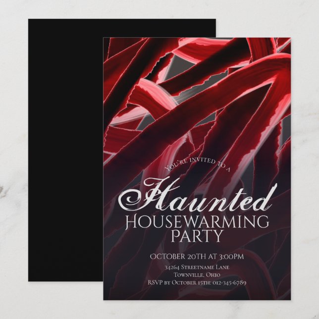 Invitation Fête de pendaison de crémaillère Halloween dans un (Devant / Derrière)