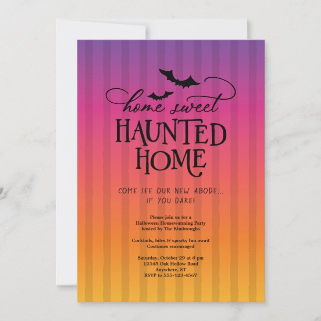 Invitation Fête de Pendaison de Crémaillère Halloween Maison  (Devant)