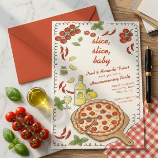 Invitation Fête de Pendaison de Crème pour la Maison de Pizza