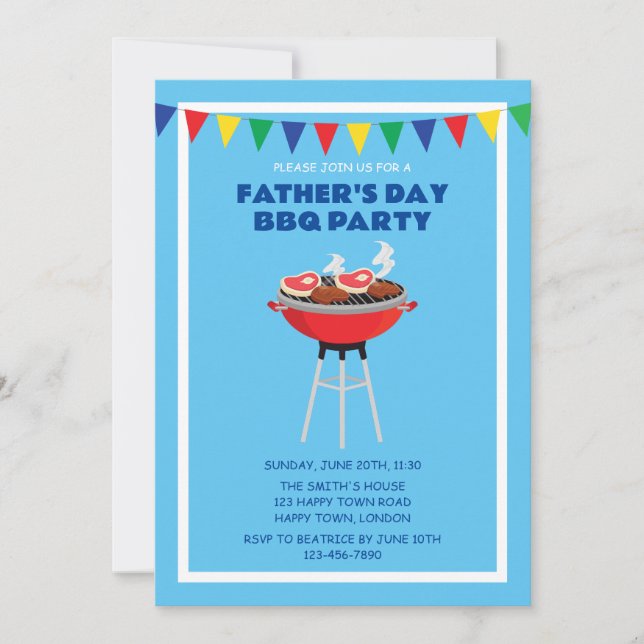 INVITATION FÊTE DE PÈRE PERSONNALISABLE AU BBQ (Devant)