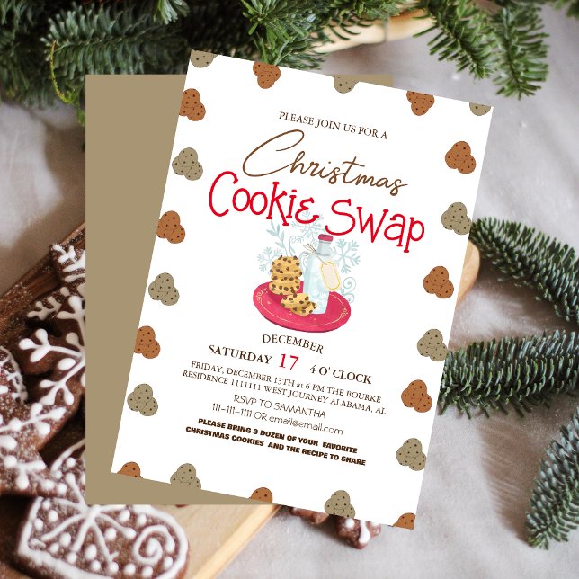 Invitation Fête de permutation de biscuits de Noël fantaisist (Créateur téléchargé)