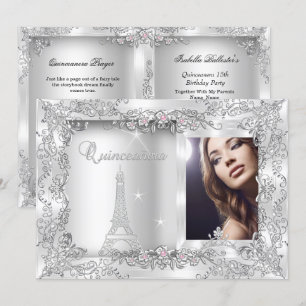 Invitation Fête de photo d'argent de Princesse Quinceanera