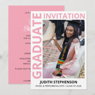 Invitation Fête de photos de remise des diplômes rose 2026