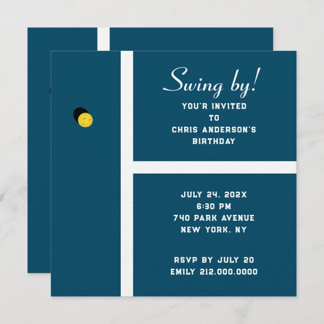 Invitation Fête de Pickleball Créative (Devant / Derrière)