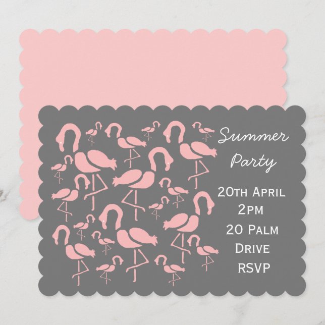Invitation Fête de pique-nique d'été flamingo (Devant / Derrière)
