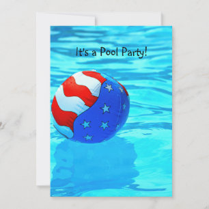 Invitation Fête de piscine avec ballons drapeau américain