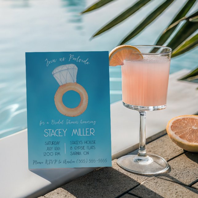 Invitation Fête de Piscine de Fiançailles Anneau de Bague de  (Créateur téléchargé)