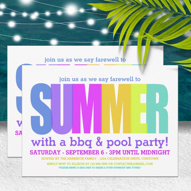 Invitation Fête de piscine de fin d'été (Créateur téléchargé)