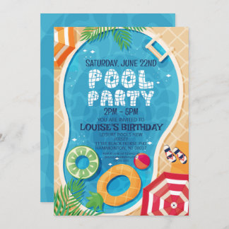 Invitation Fête de piscine d'été Anniversaire