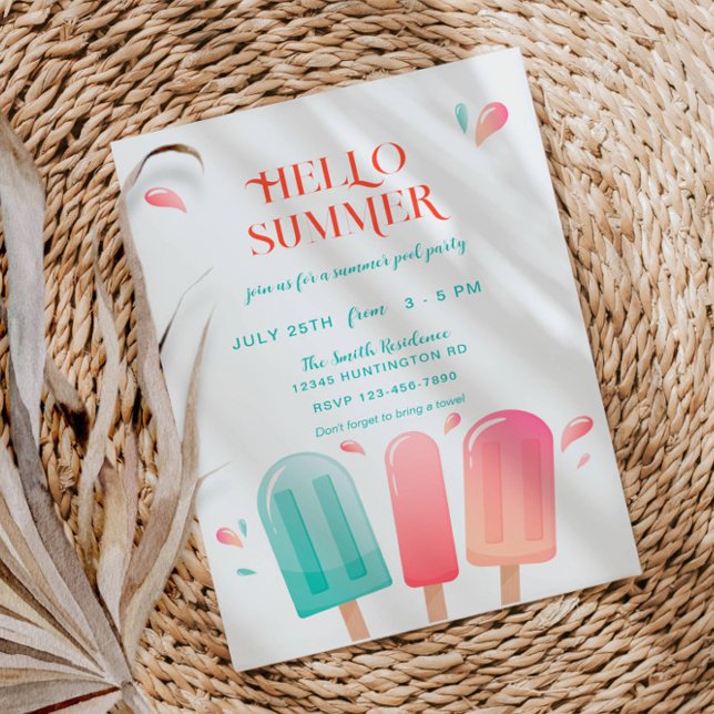 Invitation Fête de piscine d'été Barbecue dans le jardin  (Créateur téléchargé)