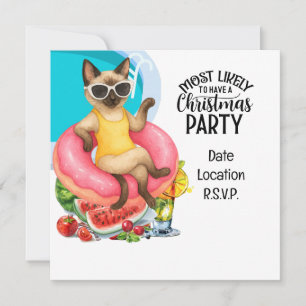 Invitation Fête de piscine pour chats pour les amoureux des c