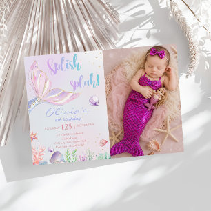 Invitation Fête de piscine sirène Party d'anniversaire d'été