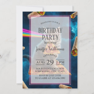 Invitation Fête de pizza de chat laser