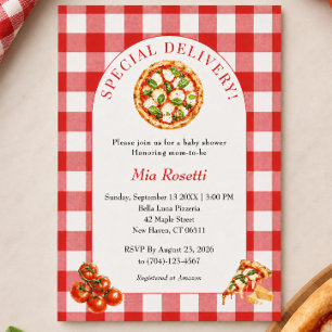 Invitation Fête de pizza italienne pour bébé spéciale