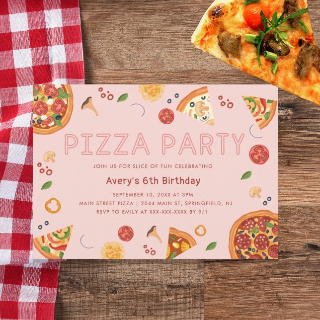 Invitation Fête de Pizza moderne n'importe quelle année Anniv (Créateur téléchargé)