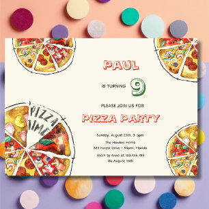 Invitation Fête de pizza Watercolor