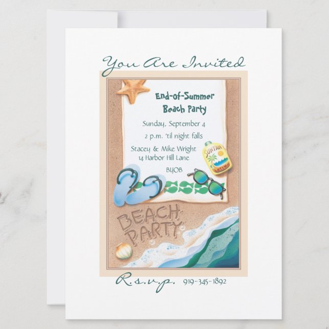Invitation Fête de plage © © (Devant)