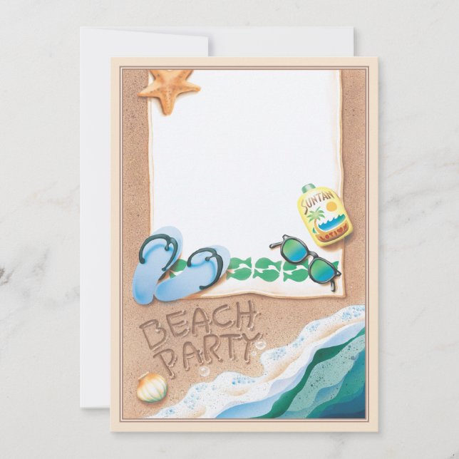 Invitation Fête de plage © © (Devant)