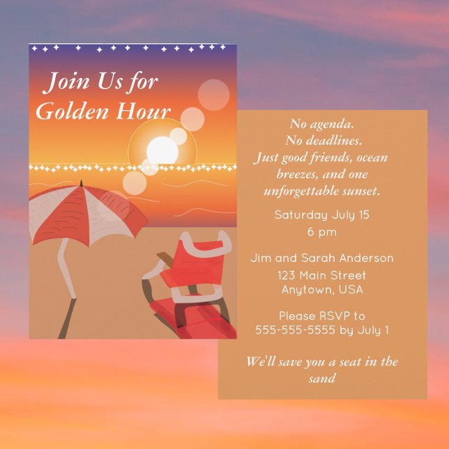 Invitation Fête de plage au coucher du soleil | Occasion côti (Créateur téléchargé)