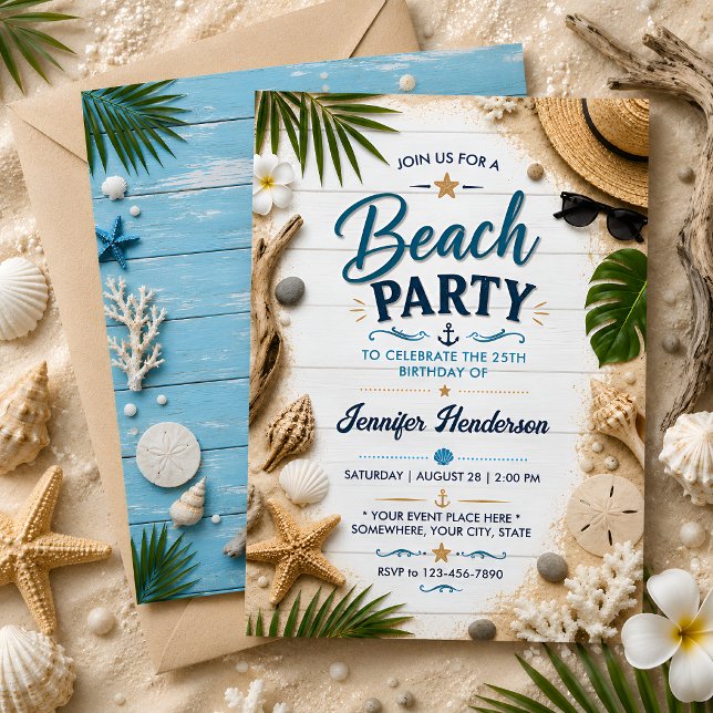 Invitation Fête de plage célébration (Créateur téléchargé)