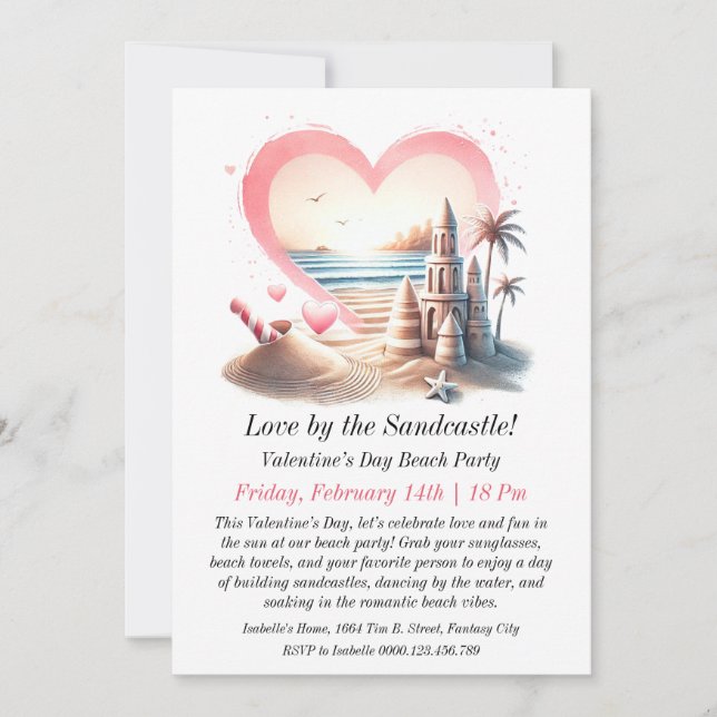 Invitation Fête de plage de la Saint-Valentin (Devant)