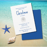 Invitation Fête de plage de Noël Dollar de sable tropical<br><div class="desc">Christmas Beach Party Invitation,  avec un dollar de sable tropical et de la typographie bleue. Avec le lettrage personnalisable,  vous pouvez ajouter votre propre texte. Une façon festive de planifier votre fête de vacances à votre destination préférée.</div>
