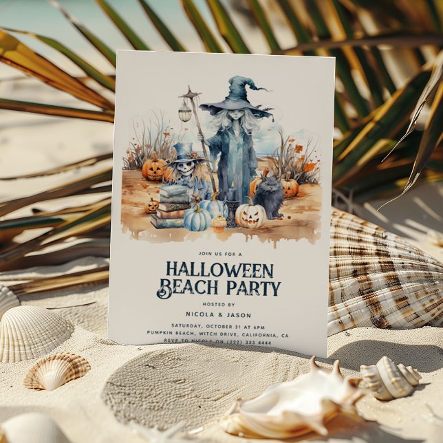 Invitation Fête de plage d'Halloween côtière (Créateur téléchargé)