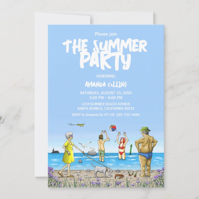 Invitation Fête de plage estivale (Devant)
