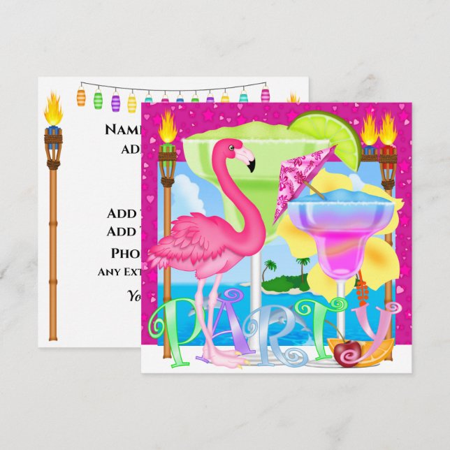 Invitation Fête de plage paradisiaque / Luau (Devant / Derrière)