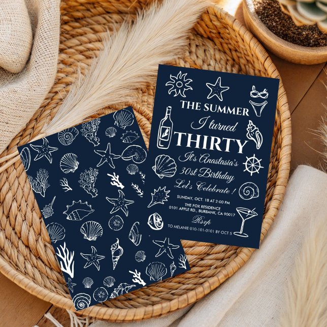 Invitation Fête de plage pour les 30 ans sur la côte, Thème O (Créateur téléchargé)