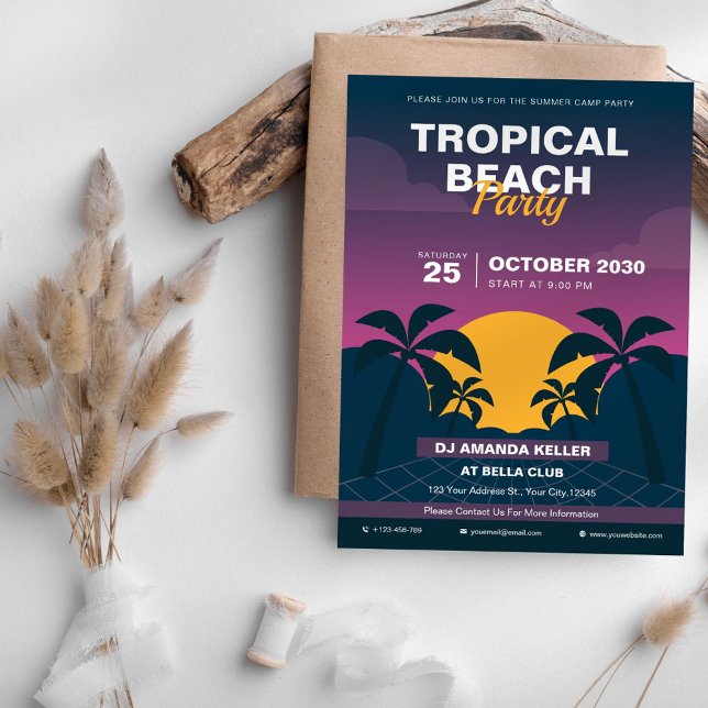 Invitation Fête de plage tropicale (Créateur téléchargé)