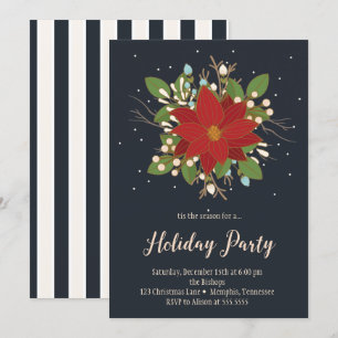 Invitation Fête de Poinsettia et Berries