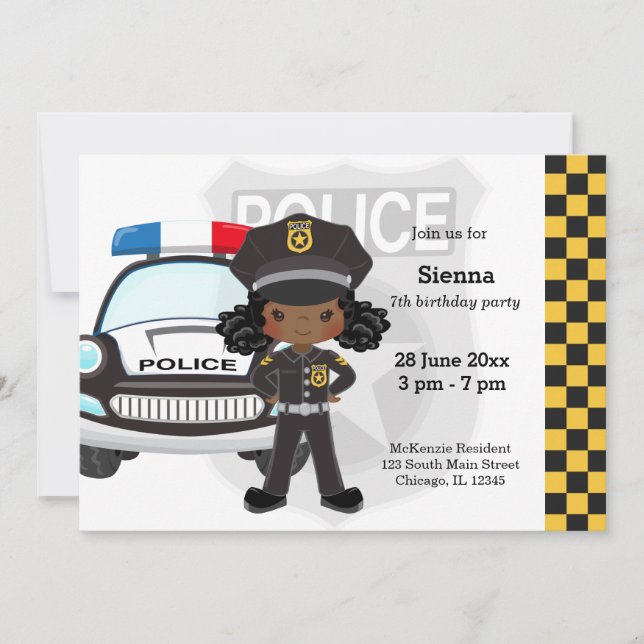 Invitation Fête de police pour enfants (Devant)