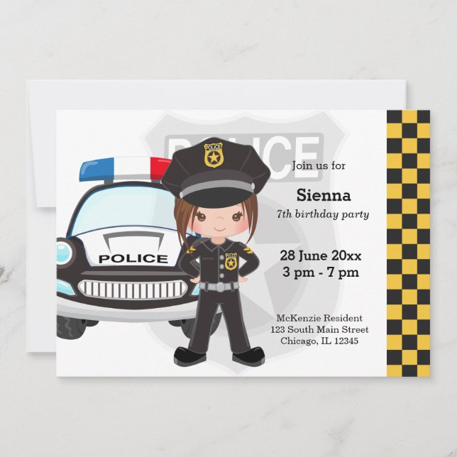 Invitation Fête de police pour enfants (Devant)