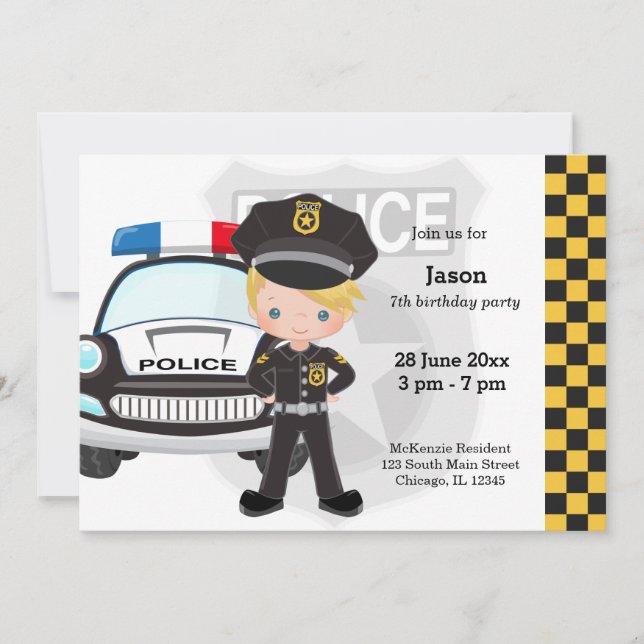 Invitation Fête de police pour enfants (Devant)
