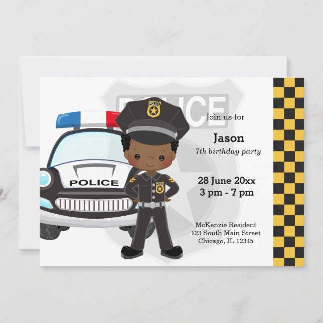Invitation Fête de police pour enfants (Devant)