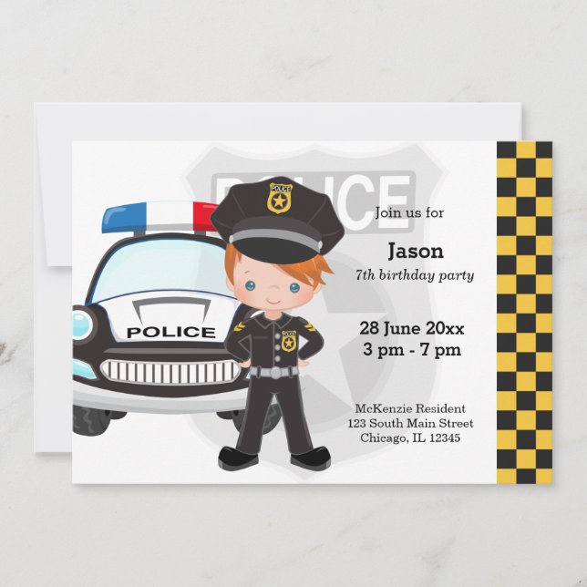 Invitation Fête de police pour enfants (Devant)