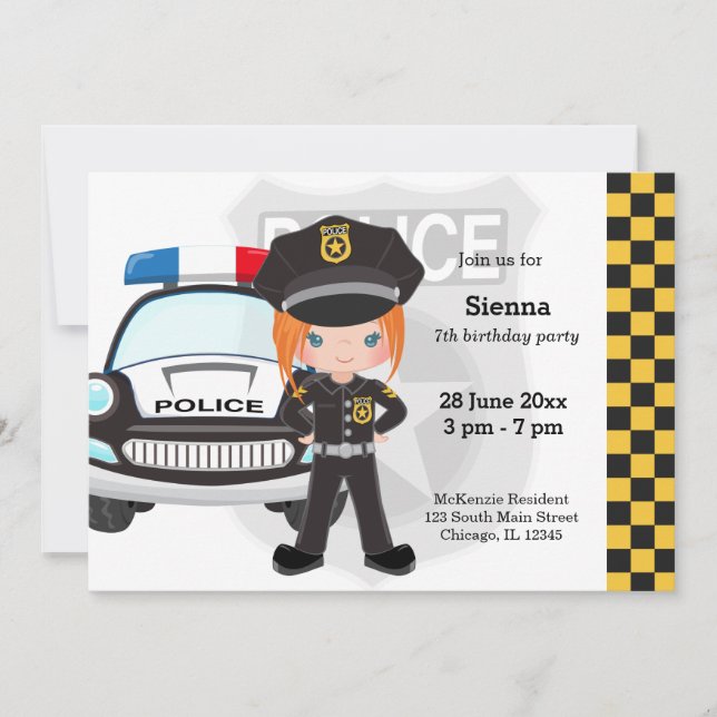 Invitation Fête de policiers pour enfants (Devant)