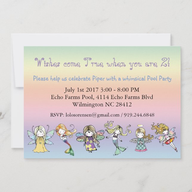 Invitation Fête de poule Whimsical Fairy Mermaid Angel Invita (Dos)
