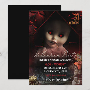 Invitation Fête de poupées hantées Halloween effrayante